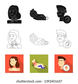 Vector illustration of hospital and rendering icon. Collection of hospital and help stock symbol for web.