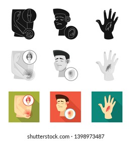 Vector illustration of hospital and rendering icon. Collection of hospital and help stock symbol for web.
