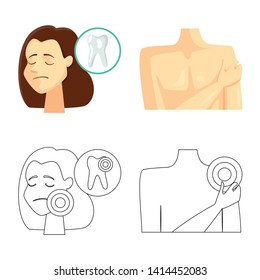 Vector illustration of hospital and rendering icon. Collection of hospital and help vector icon for stock.