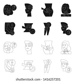 Vector illustration of hospital and rendering icon. Set of hospital and help vector icon for stock.