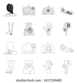Vector illustration of hospital and rendering icon. Collection of hospital and help stock vector illustration.