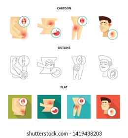 Vector illustration of hospital and rendering icon. Set of hospital and help stock symbol for web.