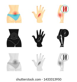 Vector illustration of hospital and rendering icon. Collection of hospital and help vector icon for stock.