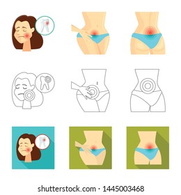 Vector illustration of hospital and rendering icon. Set of hospital and help stock symbol for web.
