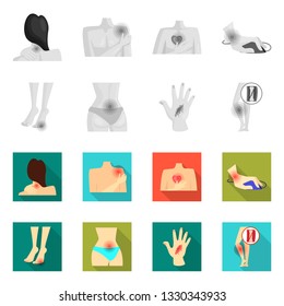 Vector illustration of hospital and rendering logo. Set of hospital and help stock vector illustration.