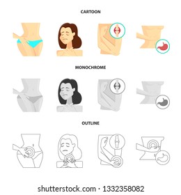 Vector illustration of hospital and rendering logo. Collection of hospital and help stock symbol for web.