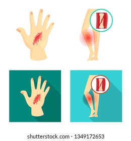 Vector illustration of hospital and rendering logo. Collection of hospital and help stock symbol for web.