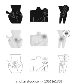 Vector illustration of hospital and rendering logo. Collection of hospital and help stock symbol for web.