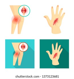 Vector illustration of hospital and rendering logo. Set of hospital and help stock symbol for web.
