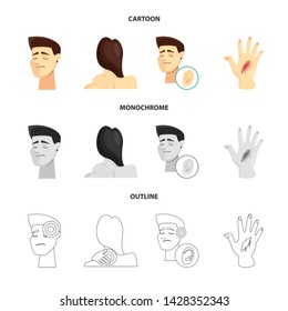 Vector illustration of hospital and rendering logo. Collection of hospital and help stock symbol for web.