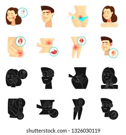 Vector illustration of hospital and rendering sign. Set of hospital and help vector icon for stock.