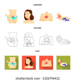 Vector illustration of hospital and rendering sign. Set of hospital and help vector icon for stock.