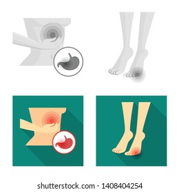 Vector illustration of hospital and rendering sign. Collection of hospital and help stock vector illustration.