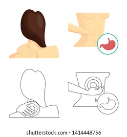 Vector illustration of hospital and rendering sign. Set of hospital and help stock symbol for web.