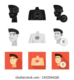 Vector illustration of hospital and rendering sign. Set of hospital and help stock vector illustration.