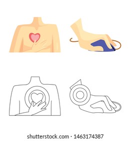 Vector illustration of hospital and rendering sign. Set of hospital and help stock symbol for web.