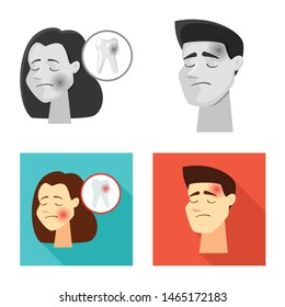 Vector illustration of hospital and rendering sign. Collection of hospital and help stock vector illustration.