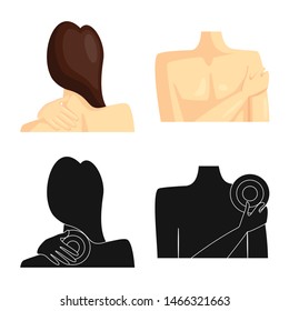 Vector illustration of hospital and rendering sign. Set of hospital and help stock vector illustration.