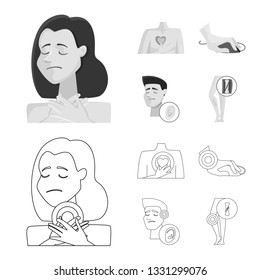 Vector illustration of hospital and rendering symbol. Set of hospital and help vector icon for stock.