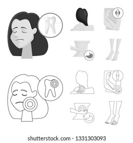 Vector illustration of hospital and rendering symbol. Collection of hospital and help stock vector illustration.