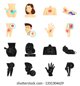 Vector illustration of hospital and rendering symbol. Collection of hospital and help stock symbol for web.