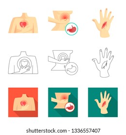Vector illustration of hospital and rendering symbol. Set of hospital and help vector icon for stock.