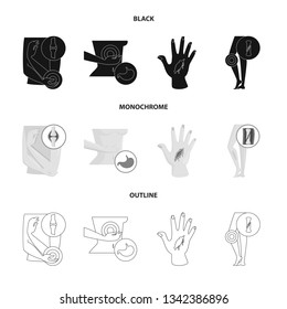 Vector illustration of hospital and rendering symbol. Collection of hospital and help vector icon for stock.