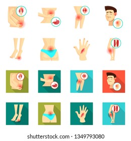 Vector illustration of hospital and rendering symbol. Set of hospital and help stock symbol for web.