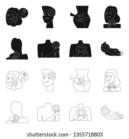 Vector illustration of hospital and rendering symbol. Set of hospital and help stock vector illustration.