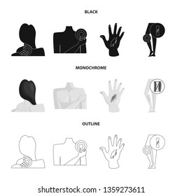 Vector illustration of hospital and rendering symbol. Set of hospital and help stock symbol for web.