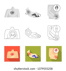 Vector illustration of hospital and rendering symbol. Collection of hospital and help vector icon for stock.