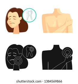 Vector illustration of hospital and rendering symbol. Collection of hospital and help vector icon for stock.