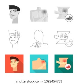Vector illustration of hospital and rendering symbol. Set of hospital and help stock symbol for web.