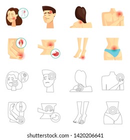 Vector illustration of hospital and rendering symbol. Collection of hospital and help stock symbol for web.