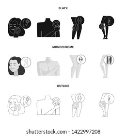 Vector illustration of hospital and rendering symbol. Set of hospital and help stock vector illustration.