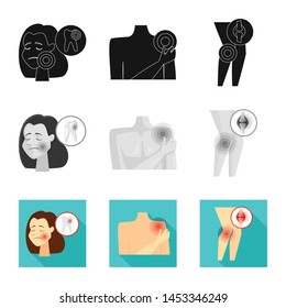 Vector illustration of hospital and rendering symbol. Collection of hospital and help stock symbol for web.