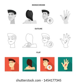 Vector illustration of hospital and rendering symbol. Set of hospital and help stock vector illustration.