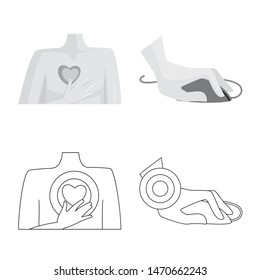 Vector illustration of hospital and rendering symbol. Set of hospital and help stock symbol for web.