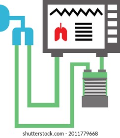 Vector Illustration Of Hospital Ventilator Covid 19 Patient