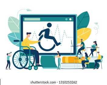 Vector illustration, hospitalization of the patient, a sick person sitting on a chair and measuring his rhythm, doctors treat the patient, routine examination, medical examination - Vector - Vector 