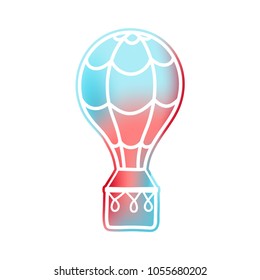 Vector illustration of hot air balloon in futuristic style with gradient. Isolated cartoon air balloon. Drawing for logo, print, card, flyer, fabric, textile, poster. 
