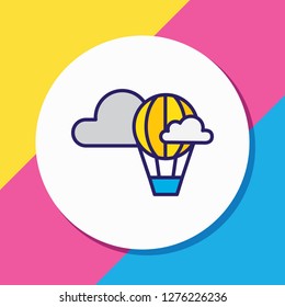 Vector illustration of hot air balloon icon colored line. Beautiful lifestyle element also can be used as airship icon element.
