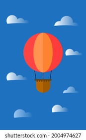 Vector illustration of hot air balloon in the sky.