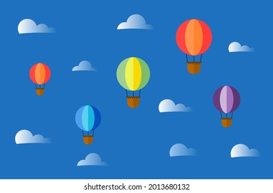 Vektorgrafik des Heißluftballons am Himmel.