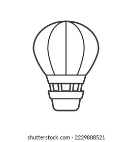 Vector Illustration of an hot air balloon. Icon style with black outline. Logo design. Coloring book for children