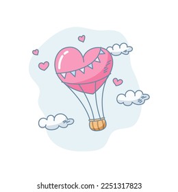 vector illustration hot air balloon in the sky