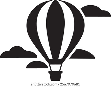 vector illustration Hot Air Balloon silhouette style icon