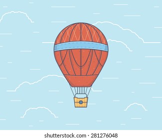 Vector illustration of a hot air balloon. Traveling and inspiration concept. Illustration for print, web