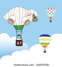 Vector illustration with hot air balloons