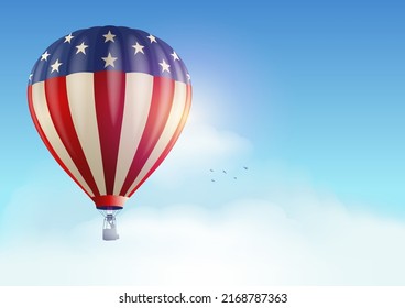 Vector illustration of hot air balloons with USA insignia